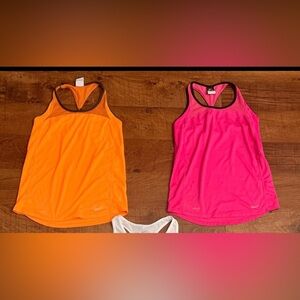 2 Nike women activewear tanks bundle lot Sz small drifit mesh pink orange